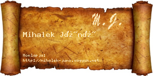 Mihalek Júnó névjegykártya